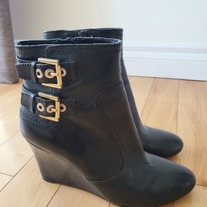 Black Buckle Platform Nine West Ankle Boots